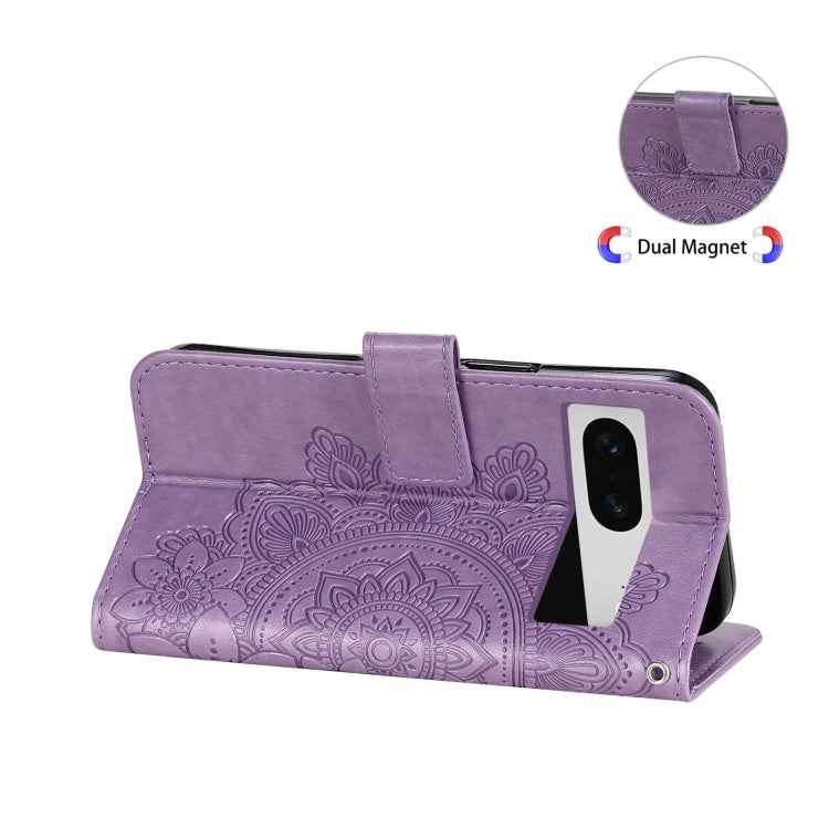 Seven-petal Flowers Embossing Leather Phone Case, For Google Pixel  7