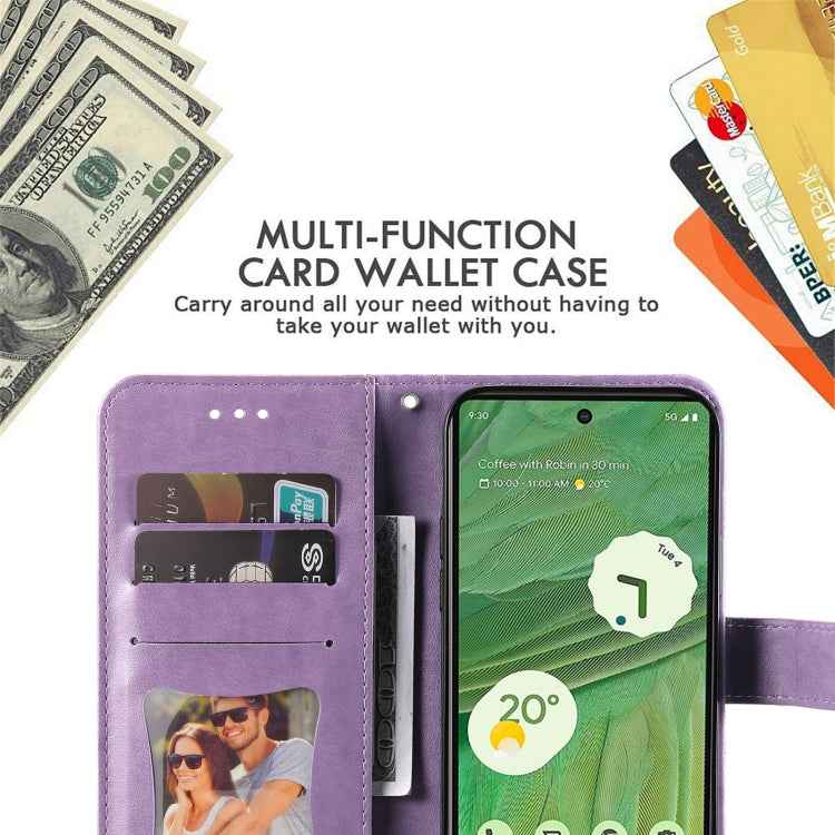 Seven-petal Flowers Embossing Leather Phone Case, For Google Pixel  7