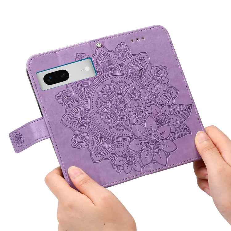 Seven-petal Flowers Embossing Leather Phone Case, For Google Pixel  7