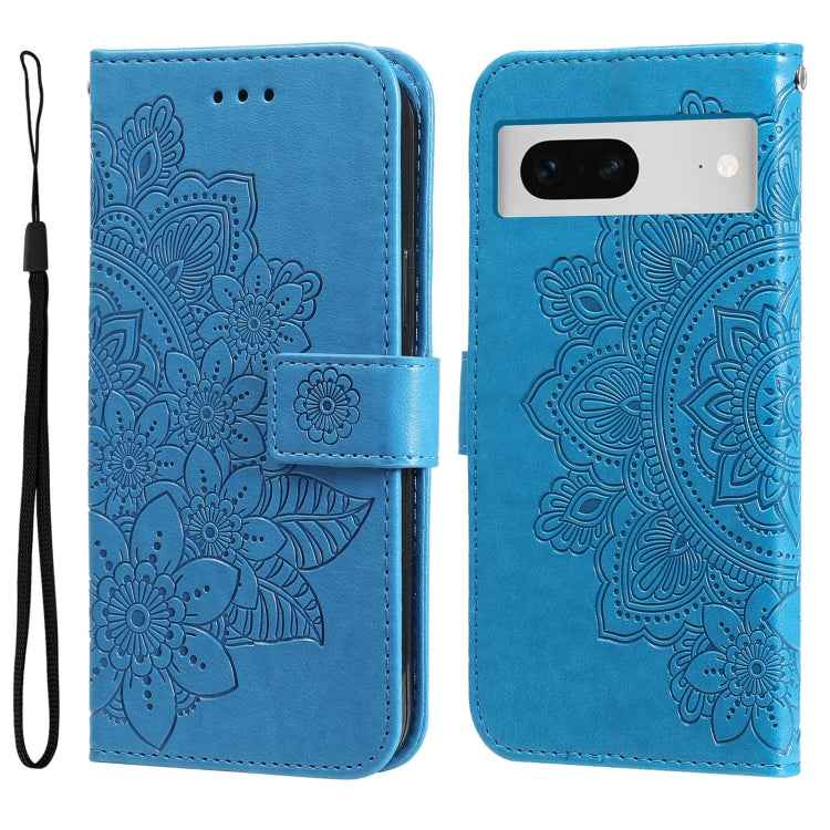 Seven-petal Flowers Embossing Leather Phone Case, For Google Pixel  7