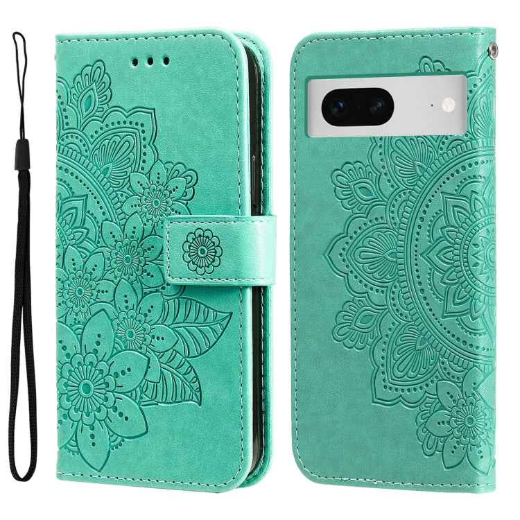 Seven-petal Flowers Embossing Leather Phone Case, For Google Pixel  7