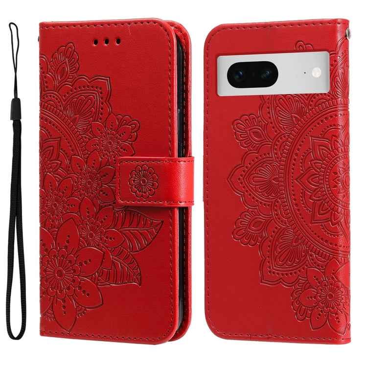 Seven-petal Flowers Embossing Leather Phone Case, For Google Pixel  7