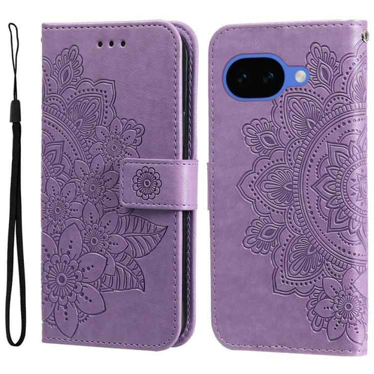 Seven-petal Flowers Embossing Leather Phone Case, For Google Pixel 10a, For Google Pixel 9a, For Google Pixel 9 Pro, For Google Pixel 9, For Google Pixel 8a, For Google Pixel 8 Pro, For Google Pixel 8, For Google Pixel 7a, For Google Pixel 7 Pro