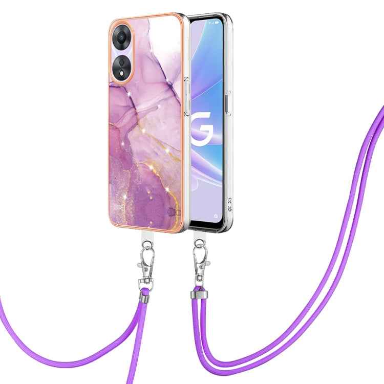 Electroplating Marble Dual-side IMD Phone Case with Lanyard, For OPPO Reno10 Pro 5G Global, For OPPO A78 4G, For OPPO Reno8 T 4G, For OPPO A78 / A58, For OPPO A98, For OPPO A57 4G/A77 5G Taiwan/K10 5G Global, For OPPO A79 5G Global