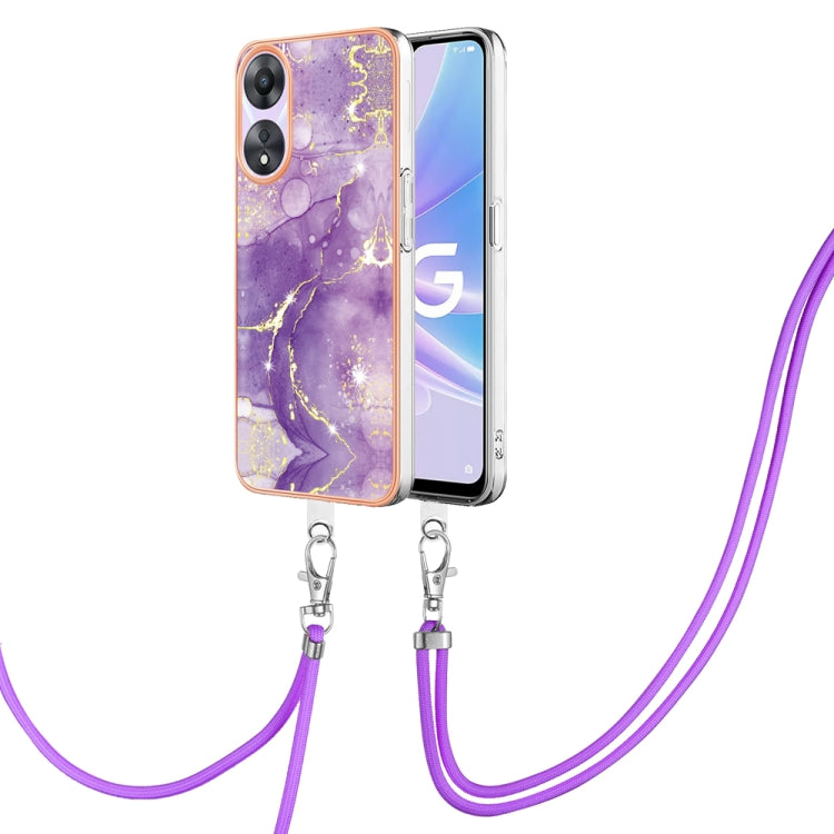 Electroplating Marble Dual-side IMD Phone Case with Lanyard, For OPPO Reno10 Pro 5G Global, For OPPO A78 4G, For OPPO Reno8 T 4G, For OPPO A78 / A58, For OPPO A98, For OPPO A57 4G/A77 5G Taiwan/K10 5G Global, For OPPO A79 5G Global