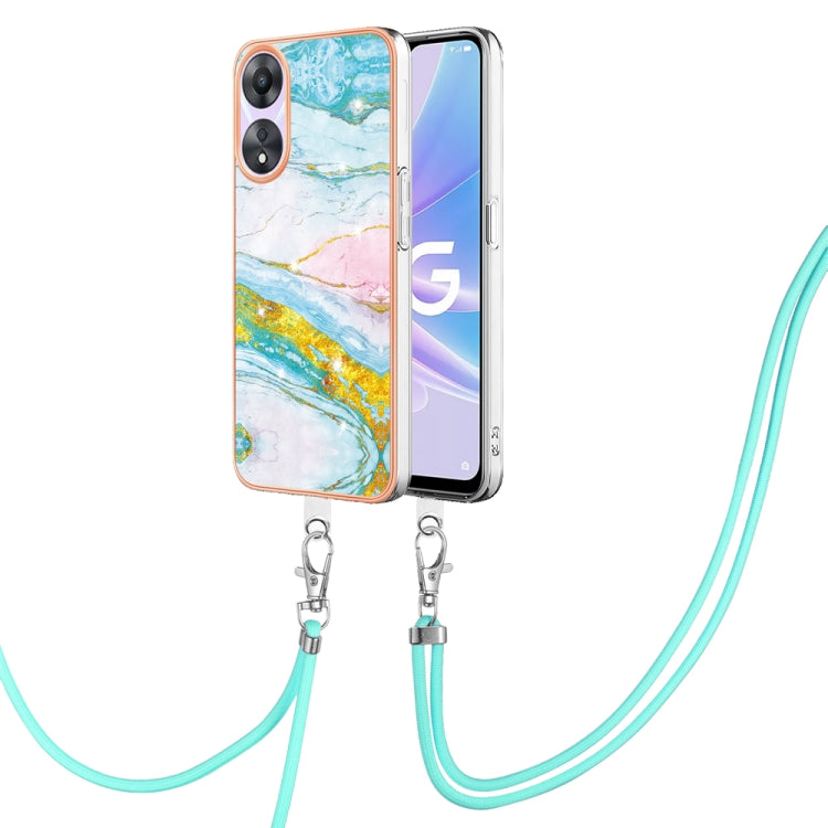 Electroplating Marble Dual-side IMD Phone Case with Lanyard, For OPPO Reno10 Pro 5G Global, For OPPO A78 4G, For OPPO Reno8 T 4G, For OPPO A78 / A58, For OPPO A98, For OPPO A57 4G/A77 5G Taiwan/K10 5G Global, For OPPO A79 5G Global
