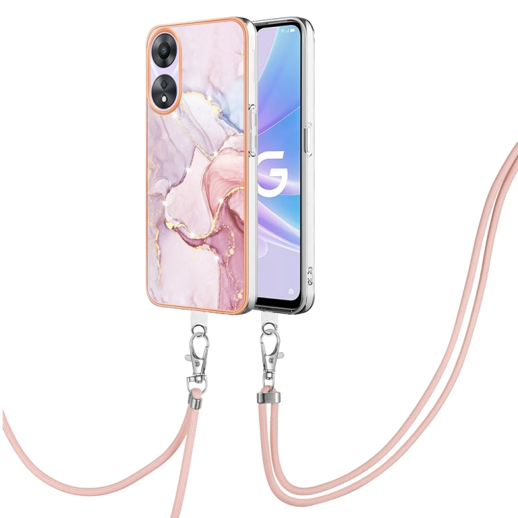 Electroplating Marble Dual-side IMD Phone Case with Lanyard, For OPPO Reno10 Pro 5G Global, For OPPO A78 4G, For OPPO Reno8 T 4G, For OPPO A78 / A58, For OPPO A98, For OPPO A57 4G/A77 5G Taiwan/K10 5G Global, For OPPO A79 5G Global
