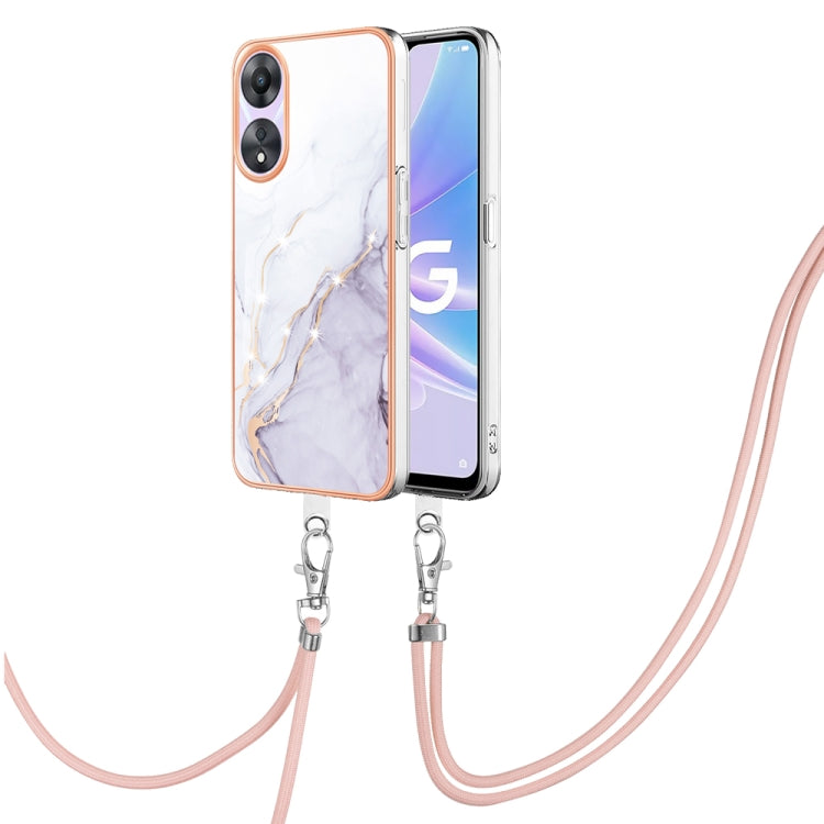 Electroplating Marble Dual-side IMD Phone Case with Lanyard, For OPPO Reno10 Pro 5G Global, For OPPO A78 4G, For OPPO Reno8 T 4G, For OPPO A78 / A58, For OPPO A98, For OPPO A57 4G/A77 5G Taiwan/K10 5G Global, For OPPO A79 5G Global