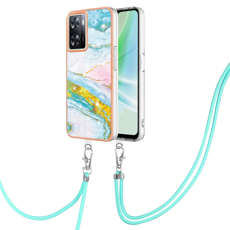 Electroplating Marble Dual-side IMD Phone Case with Lanyard, For OPPO Reno10 Pro 5G Global, For OPPO A78 4G, For OPPO Reno8 T 4G, For OPPO A78 / A58, For OPPO A98, For OPPO A57 4G/A77 5G Taiwan/K10 5G Global, For OPPO A79 5G Global