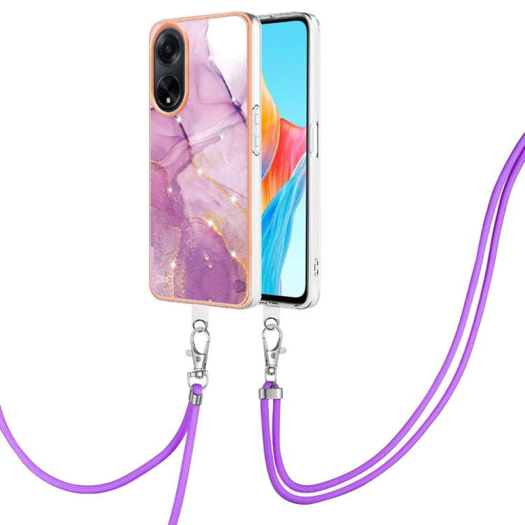 Electroplating Marble Dual-side IMD Phone Case with Lanyard, For OPPO Reno10 Pro 5G Global, For OPPO A78 4G, For OPPO Reno8 T 4G, For OPPO A78 / A58, For OPPO A98, For OPPO A57 4G/A77 5G Taiwan/K10 5G Global, For OPPO A79 5G Global