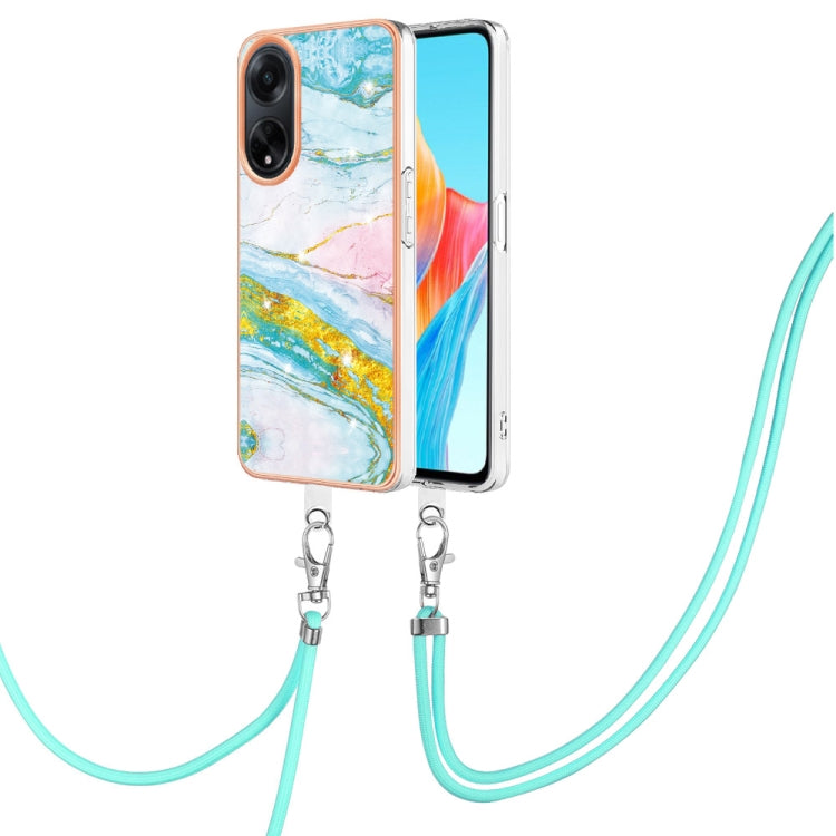 Electroplating Marble Dual-side IMD Phone Case with Lanyard, For OPPO Reno10 Pro 5G Global, For OPPO A78 4G, For OPPO Reno8 T 4G, For OPPO A78 / A58, For OPPO A98, For OPPO A57 4G/A77 5G Taiwan/K10 5G Global, For OPPO A79 5G Global