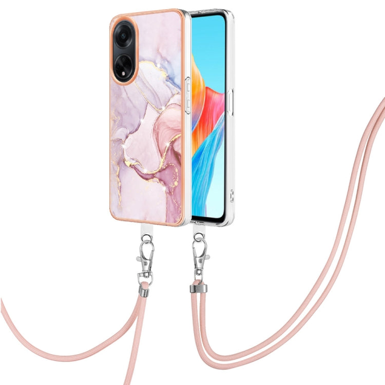 Electroplating Marble Dual-side IMD Phone Case with Lanyard, For OPPO Reno10 Pro 5G Global, For OPPO A78 4G, For OPPO Reno8 T 4G, For OPPO A78 / A58, For OPPO A98, For OPPO A57 4G/A77 5G Taiwan/K10 5G Global, For OPPO A79 5G Global