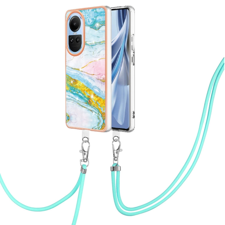 Electroplating Marble Dual-side IMD Phone Case with Lanyard, For OPPO Reno12 Pro Global, For OPPO Reno12 Global, For OPPO A60, For OPPO Reno11 F 5G Global, For OPPO Reno11 5G Global, For OPPO Reno11 Pro 5G Global, For OPPO A58 4G                       ...