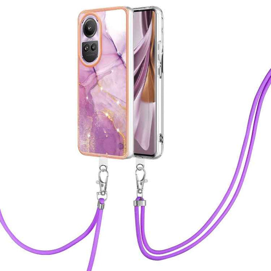 Electroplating Marble Dual-side IMD Phone Case with Lanyard, For OPPO Reno10 Pro 5G Global, For OPPO A78 4G, For OPPO Reno8 T 4G, For OPPO A78 / A58, For OPPO A98, For OPPO A57 4G/A77 5G Taiwan/K10 5G Global, For OPPO A79 5G Global