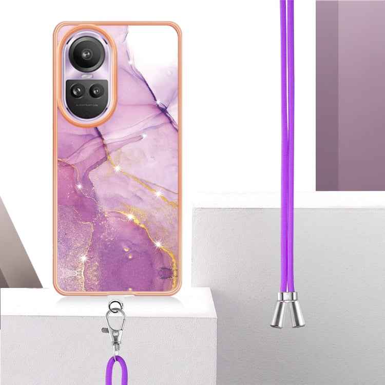 Electroplating Marble Dual-side IMD Phone Case with Lanyard, For OPPO Reno10 Pro 5G Global, For OPPO A78 4G, For OPPO Reno8 T 4G, For OPPO A78 / A58, For OPPO A98, For OPPO A57 4G/A77 5G Taiwan/K10 5G Global, For OPPO A79 5G Global
