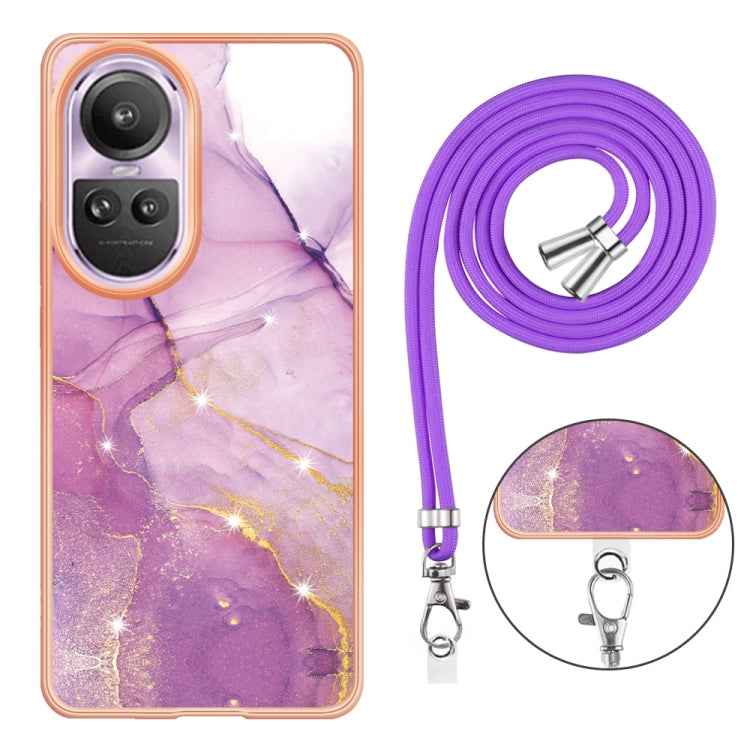 Electroplating Marble Dual-side IMD Phone Case with Lanyard, For OPPO Reno10 Pro 5G Global, For OPPO A78 4G, For OPPO Reno8 T 4G, For OPPO A78 / A58, For OPPO A98, For OPPO A57 4G/A77 5G Taiwan/K10 5G Global, For OPPO A79 5G Global