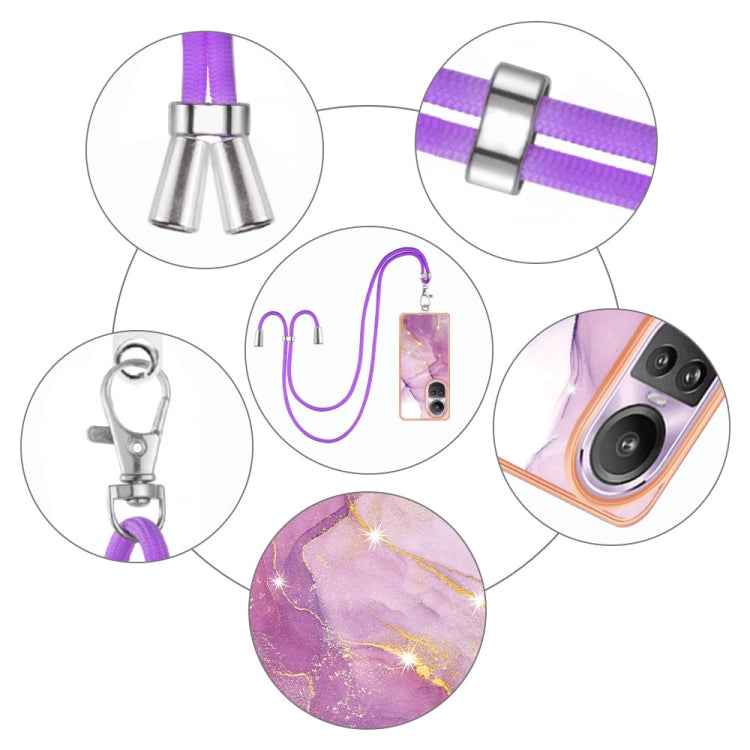 Electroplating Marble Dual-side IMD Phone Case with Lanyard, For OPPO Reno10 Pro 5G Global, For OPPO A78 4G, For OPPO Reno8 T 4G, For OPPO A78 / A58, For OPPO A98, For OPPO A57 4G/A77 5G Taiwan/K10 5G Global, For OPPO A79 5G Global