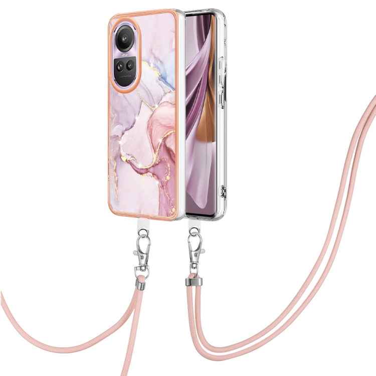 Electroplating Marble Dual-side IMD Phone Case with Lanyard, For OPPO Reno10 Pro 5G Global, For OPPO A78 4G, For OPPO Reno8 T 4G, For OPPO A78 / A58, For OPPO A98, For OPPO A57 4G/A77 5G Taiwan/K10 5G Global, For OPPO A79 5G Global