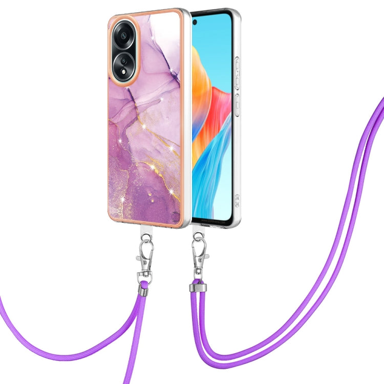 Electroplating Marble Dual-side IMD Phone Case with Lanyard, For OPPO Reno12 Pro Global, For OPPO Reno12 Global, For OPPO A60, For OPPO Reno11 F 5G Global, For OPPO Reno11 5G Global, For OPPO Reno11 Pro 5G Global, For OPPO A58 4G                       ...