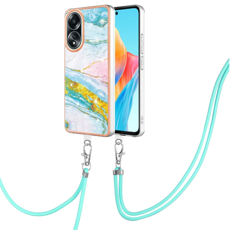 Electroplating Marble Dual-side IMD Phone Case with Lanyard, For OPPO Reno12 Pro Global, For OPPO Reno12 Global, For OPPO A60, For OPPO Reno11 F 5G Global, For OPPO Reno11 5G Global, For OPPO Reno11 Pro 5G Global, For OPPO A58 4G                       ...