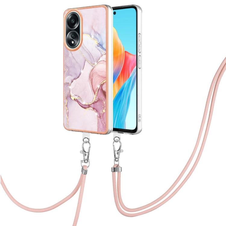 Electroplating Marble Dual-side IMD Phone Case with Lanyard, For OPPO Reno12 Pro Global, For OPPO Reno12 Global, For OPPO A60, For OPPO Reno11 F 5G Global, For OPPO Reno11 5G Global, For OPPO Reno11 Pro 5G Global, For OPPO A58 4G                       ...