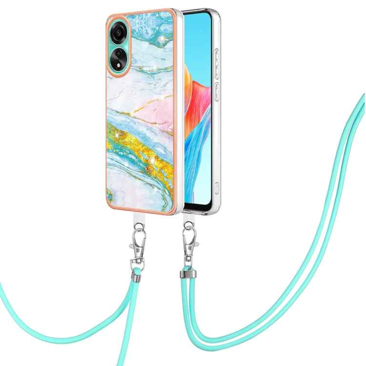 Electroplating Marble Dual-side IMD Phone Case with Lanyard, For OPPO Reno10 Pro 5G Global, For OPPO A78 4G, For OPPO Reno8 T 4G, For OPPO A78 / A58, For OPPO A98, For OPPO A57 4G/A77 5G Taiwan/K10 5G Global, For OPPO A79 5G Global