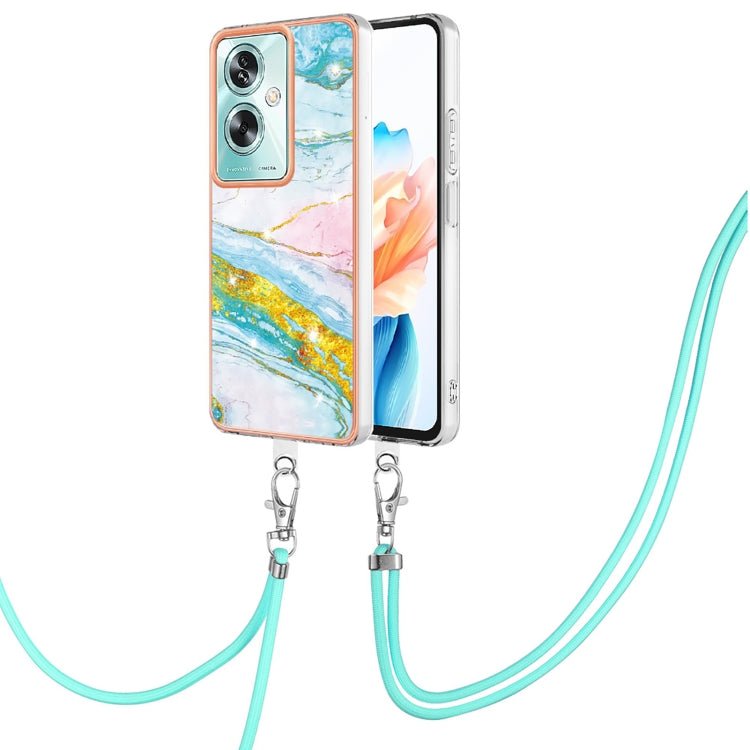 Electroplating Marble Dual-side IMD Phone Case with Lanyard, For OPPO Reno10 Pro 5G Global, For OPPO A78 4G, For OPPO Reno8 T 4G, For OPPO A78 / A58, For OPPO A98, For OPPO A57 4G/A77 5G Taiwan/K10 5G Global, For OPPO A79 5G Global
