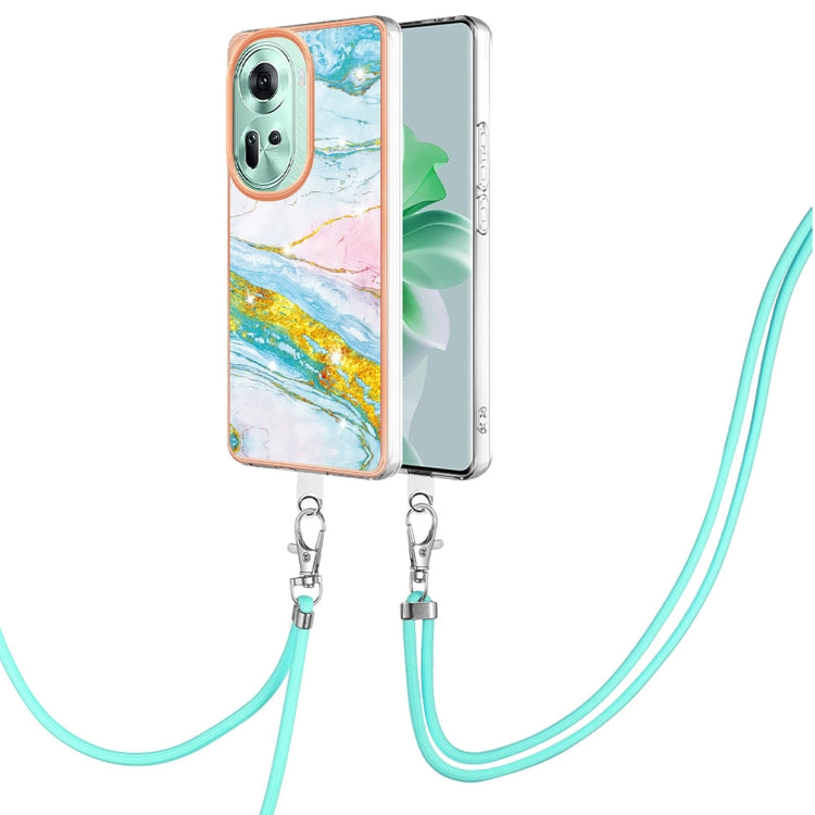 Electroplating Marble Dual-side IMD Phone Case with Lanyard, For OPPO Reno12 Pro Global, For OPPO Reno12 Global, For OPPO A60, For OPPO Reno11 F 5G Global, For OPPO Reno11 5G Global, For OPPO Reno11 Pro 5G Global, For OPPO A58 4G                       ...
