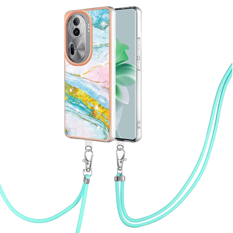 Electroplating Marble Dual-side IMD Phone Case with Lanyard, For OPPO Reno12 Pro Global, For OPPO Reno12 Global, For OPPO A60, For OPPO Reno11 F 5G Global, For OPPO Reno11 5G Global, For OPPO Reno11 Pro 5G Global, For OPPO A58 4G                       ...