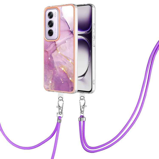 Electroplating Marble Dual-side IMD Phone Case with Lanyard, For OPPO Reno12 Pro Global, For OPPO Reno12 Global, For OPPO A60, For OPPO Reno11 F 5G Global, For OPPO Reno11 5G Global, For OPPO Reno11 Pro 5G Global, For OPPO A58 4G                       ...