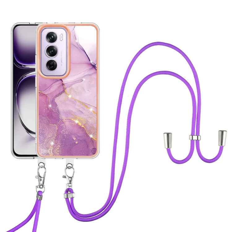 Electroplating Marble Dual-side IMD Phone Case with Lanyard, For OPPO Reno12 Pro Global, For OPPO Reno12 Global, For OPPO A60, For OPPO Reno11 F 5G Global, For OPPO Reno11 5G Global, For OPPO Reno11 Pro 5G Global, For OPPO A58 4G                       ...