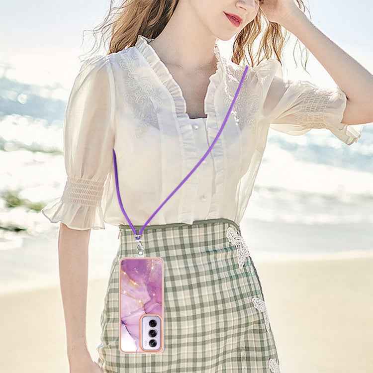 Electroplating Marble Dual-side IMD Phone Case with Lanyard, For OPPO Reno12 Pro Global, For OPPO Reno12 Global, For OPPO A60, For OPPO Reno11 F 5G Global, For OPPO Reno11 5G Global, For OPPO Reno11 Pro 5G Global, For OPPO A58 4G                       ...