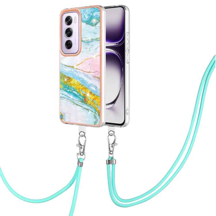 Electroplating Marble Dual-side IMD Phone Case with Lanyard, For OPPO Reno12 Pro Global, For OPPO Reno12 Global, For OPPO A60, For OPPO Reno11 F 5G Global, For OPPO Reno11 5G Global, For OPPO Reno11 Pro 5G Global, For OPPO A58 4G                       ...