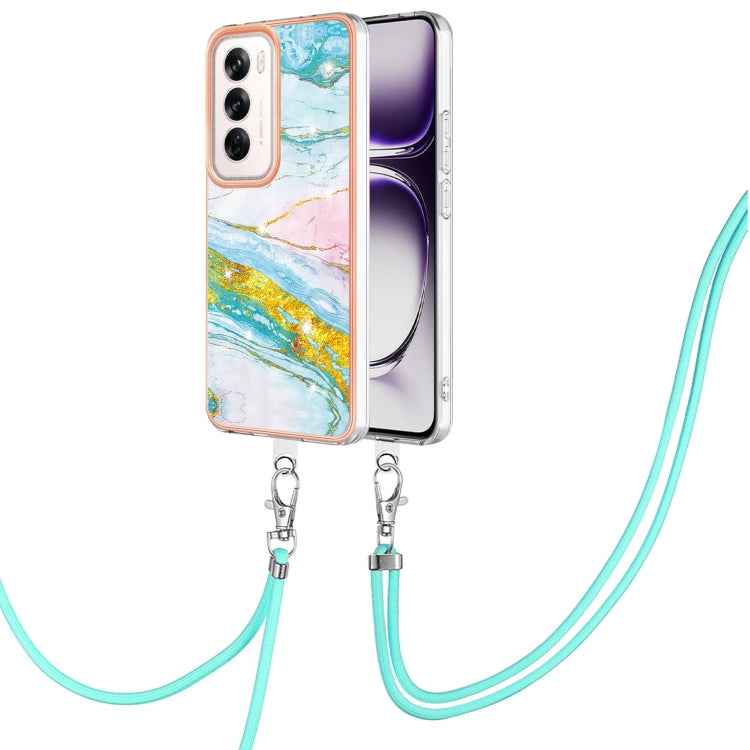Electroplating Marble Dual-side IMD Phone Case with Lanyard, For OPPO Reno12 Pro Global, For OPPO Reno12 Global, For OPPO A60, For OPPO Reno11 F 5G Global, For OPPO Reno11 5G Global, For OPPO Reno11 Pro 5G Global, For OPPO A58 4G                       ...