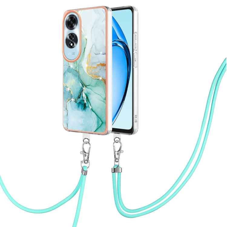 Electroplating Marble Dual-side IMD Phone Case with Lanyard, For OPPO Reno12 Pro Global, For OPPO Reno12 Global, For OPPO A60, For OPPO Reno11 F 5G Global, For OPPO Reno11 5G Global, For OPPO Reno11 Pro 5G Global, For OPPO A58 4G                       ...