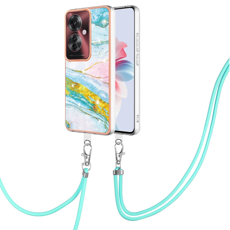 Electroplating Marble Dual-side IMD Phone Case with Lanyard, For OPPO Reno12 Pro Global, For OPPO Reno12 Global, For OPPO A60, For OPPO Reno11 F 5G Global, For OPPO Reno11 5G Global, For OPPO Reno11 Pro 5G Global, For OPPO A58 4G                       ...