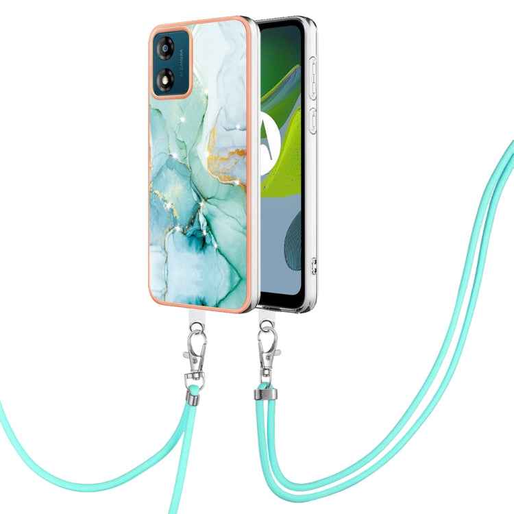 Electroplating Marble Dual-side IMD Phone Case with Lanyard, For Motorola Moto G14, For Motorola Moto E13, For Motorola Moto G53 5G