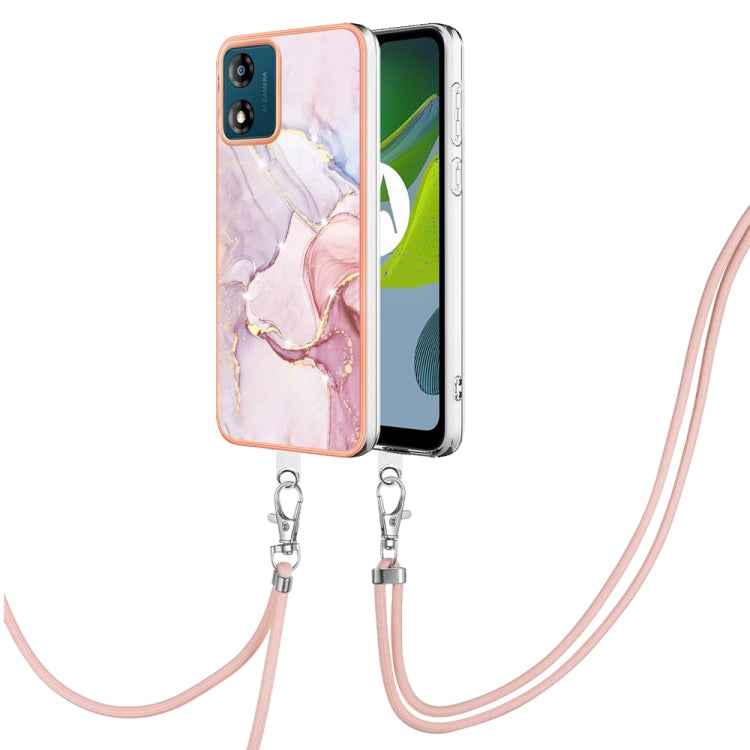 Electroplating Marble Dual-side IMD Phone Case with Lanyard, For Motorola Moto G14, For Motorola Moto E13, For Motorola Moto G53 5G