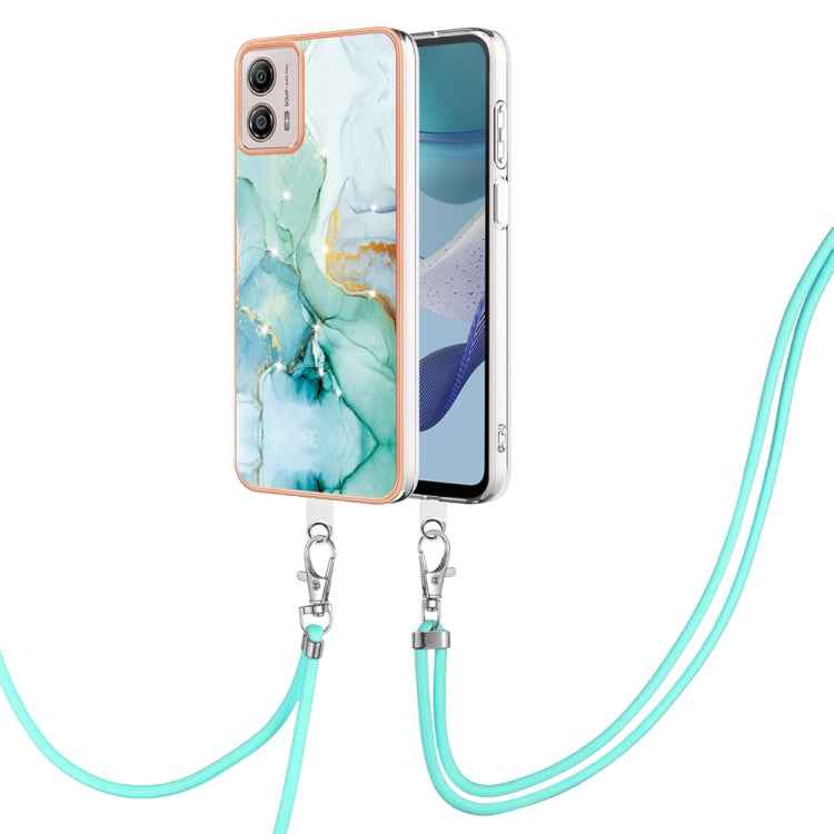 Electroplating Marble Dual-side IMD Phone Case with Lanyard, For Motorola Moto G14, For Motorola Moto E13, For Motorola Moto G53 5G
