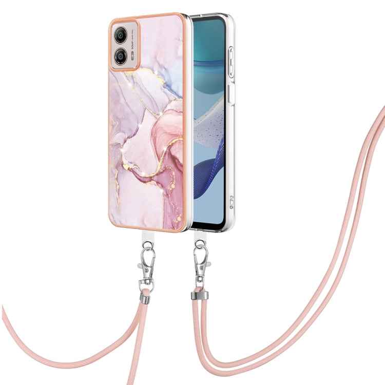 Electroplating Marble Dual-side IMD Phone Case with Lanyard, For Motorola Moto G14, For Motorola Moto E13, For Motorola Moto G53 5G