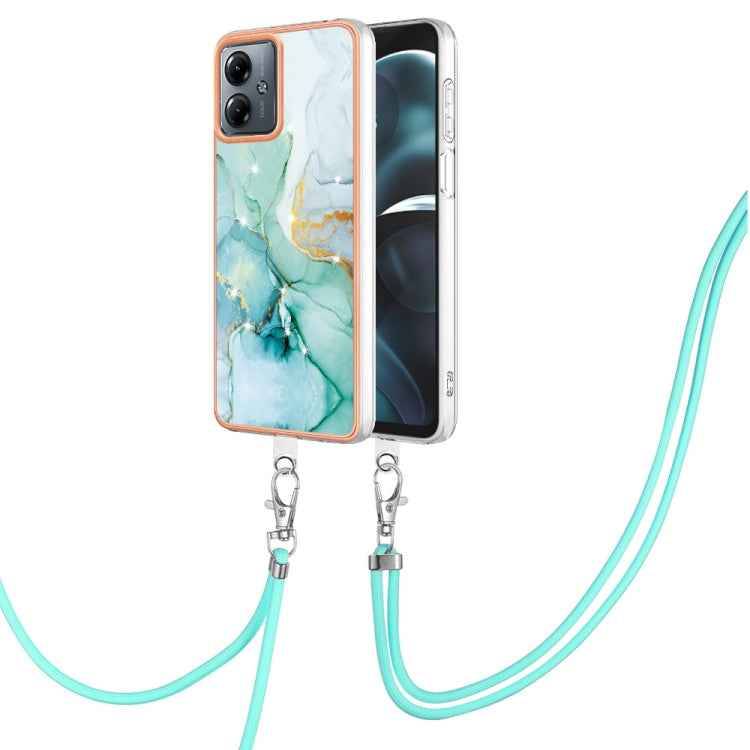 Electroplating Marble Dual-side IMD Phone Case with Lanyard, For Motorola Moto G14, For Motorola Moto E13, For Motorola Moto G53 5G