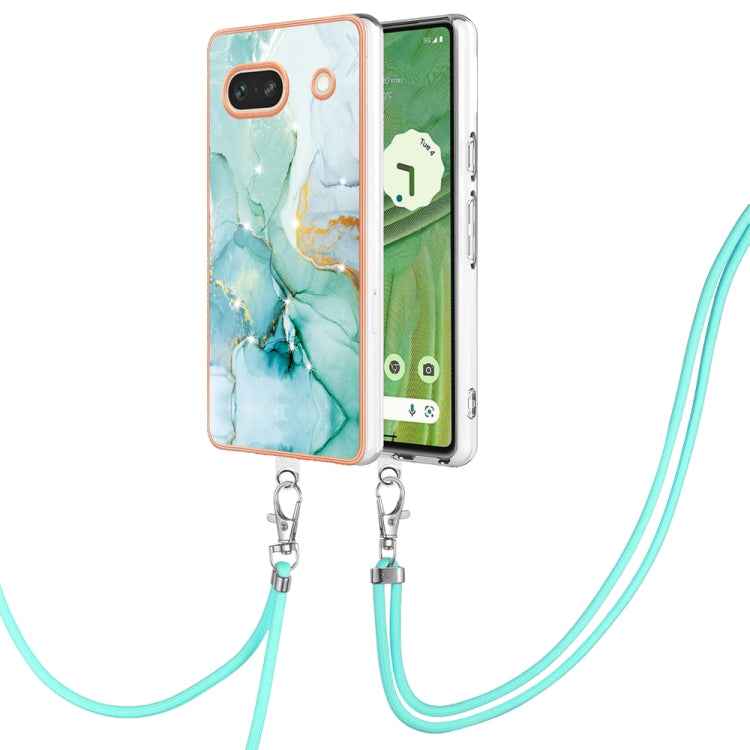 Electroplating Marble Dual-side IMD Phone Case with Lanyard, For Google Pixel 9 Pro XL, For Google Pixel 9 / 9 Pro, For Google Pixel 8a, For Google Pixel 8 Pro, For Google Pixel 8, For Google Pixel 7a, For Google Pixel 6a