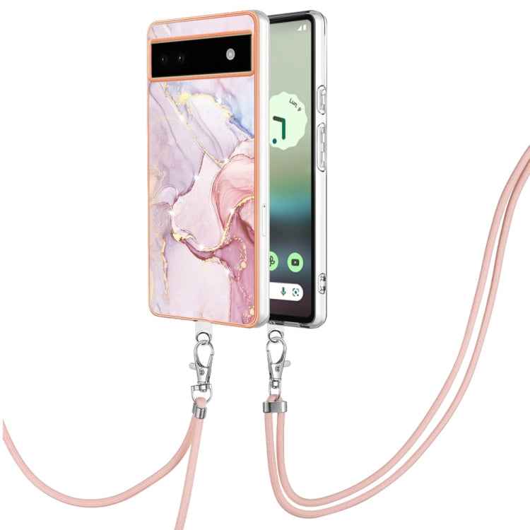 Electroplating Marble Dual-side IMD Phone Case with Lanyard, For Google Pixel 9 Pro XL, For Google Pixel 9 / 9 Pro, For Google Pixel 8a, For Google Pixel 8 Pro, For Google Pixel 8, For Google Pixel 7a, For Google Pixel 6a