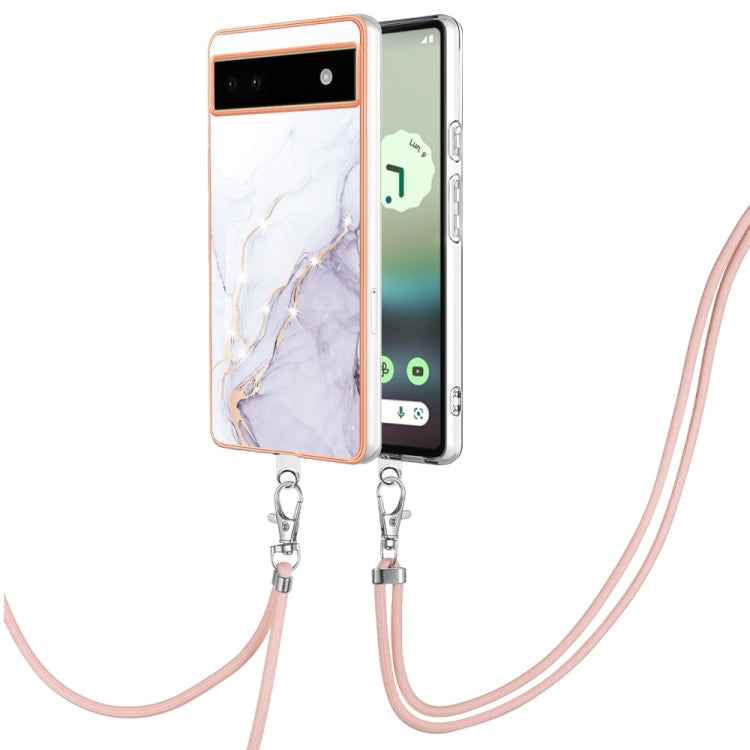 Electroplating Marble Dual-side IMD Phone Case with Lanyard, For Google Pixel 9 Pro XL, For Google Pixel 9 / 9 Pro, For Google Pixel 8a, For Google Pixel 8 Pro, For Google Pixel 8, For Google Pixel 7a, For Google Pixel 6a