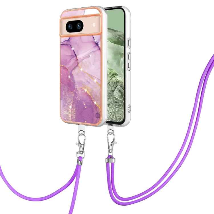 Electroplating Marble Dual-side IMD Phone Case with Lanyard, For Google Pixel 9 Pro XL, For Google Pixel 9 / 9 Pro, For Google Pixel 8a, For Google Pixel 8 Pro, For Google Pixel 8, For Google Pixel 7a, For Google Pixel 6a