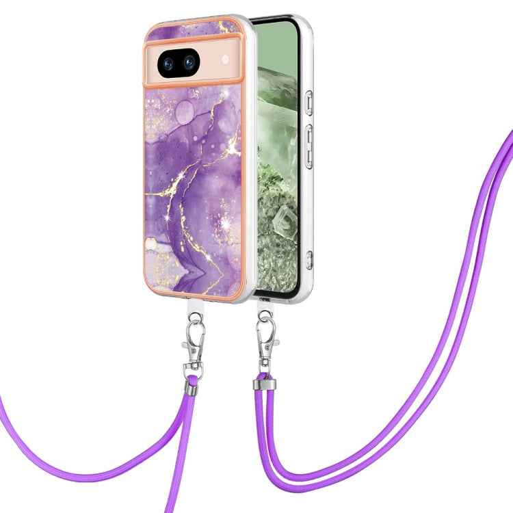 Electroplating Marble Dual-side IMD Phone Case with Lanyard, For Google Pixel 9 Pro XL, For Google Pixel 9 / 9 Pro, For Google Pixel 8a, For Google Pixel 8 Pro, For Google Pixel 8, For Google Pixel 7a, For Google Pixel 6a
