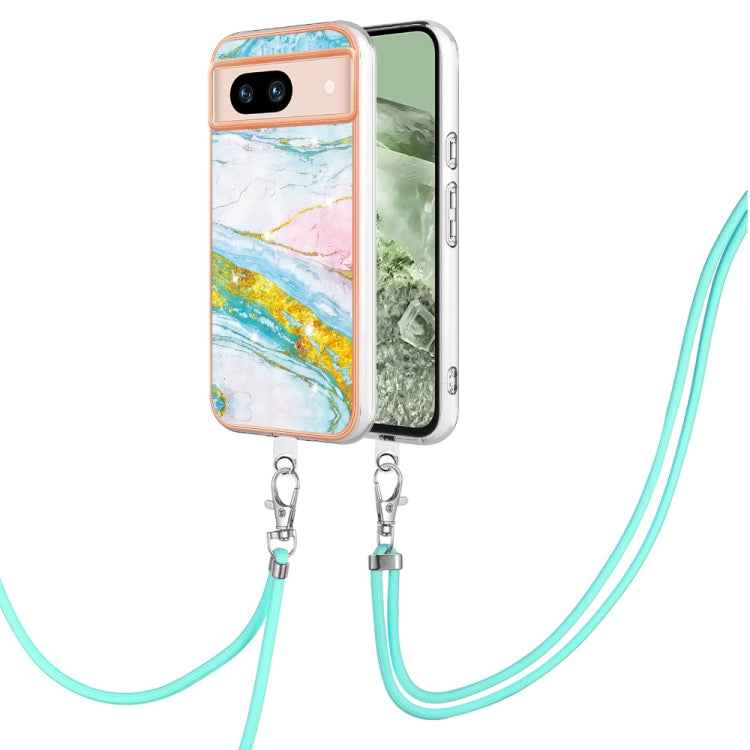 Electroplating Marble Dual-side IMD Phone Case with Lanyard, For Google Pixel 9 Pro XL, For Google Pixel 9 / 9 Pro, For Google Pixel 8a, For Google Pixel 8 Pro, For Google Pixel 8, For Google Pixel 7a, For Google Pixel 6a