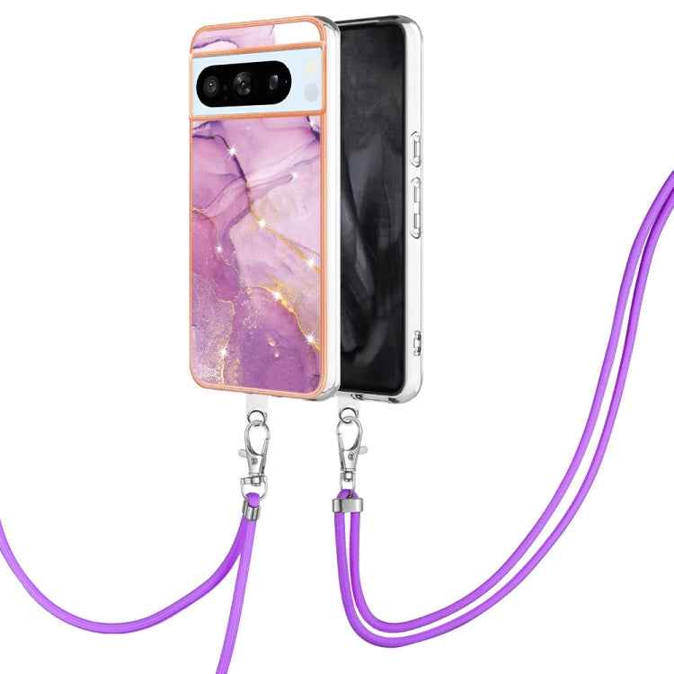 Electroplating Marble Dual-side IMD Phone Case with Lanyard, For Google Pixel 9 Pro XL, For Google Pixel 9 / 9 Pro, For Google Pixel 8a, For Google Pixel 8 Pro, For Google Pixel 8, For Google Pixel 7a, For Google Pixel 6a