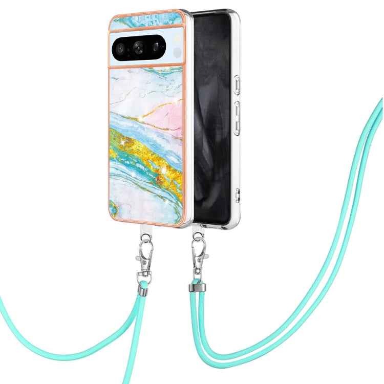Electroplating Marble Dual-side IMD Phone Case with Lanyard, For Google Pixel 9 Pro XL, For Google Pixel 9 / 9 Pro, For Google Pixel 8a, For Google Pixel 8 Pro, For Google Pixel 8, For Google Pixel 7a, For Google Pixel 6a