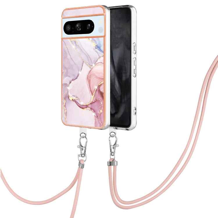 Electroplating Marble Dual-side IMD Phone Case with Lanyard, For Google Pixel 9 Pro XL, For Google Pixel 9 / 9 Pro, For Google Pixel 8a, For Google Pixel 8 Pro, For Google Pixel 8, For Google Pixel 7a, For Google Pixel 6a
